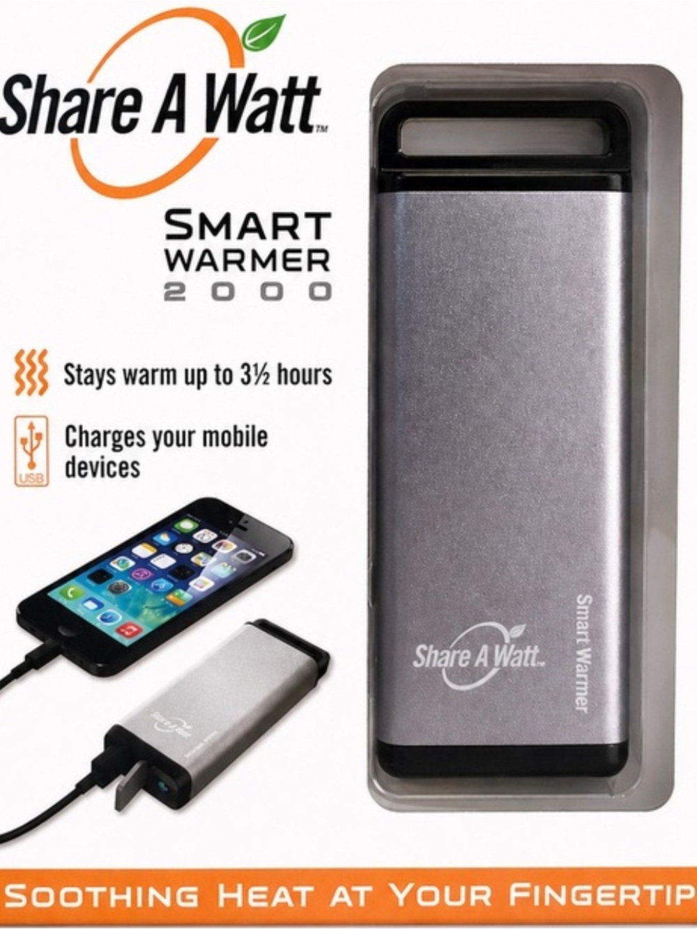 🌺 FREE SHIPPING 🌺 Smart Warmer 2000 Portable Hand Warmer & Phone Charger - Silve - Picture 2 of 8